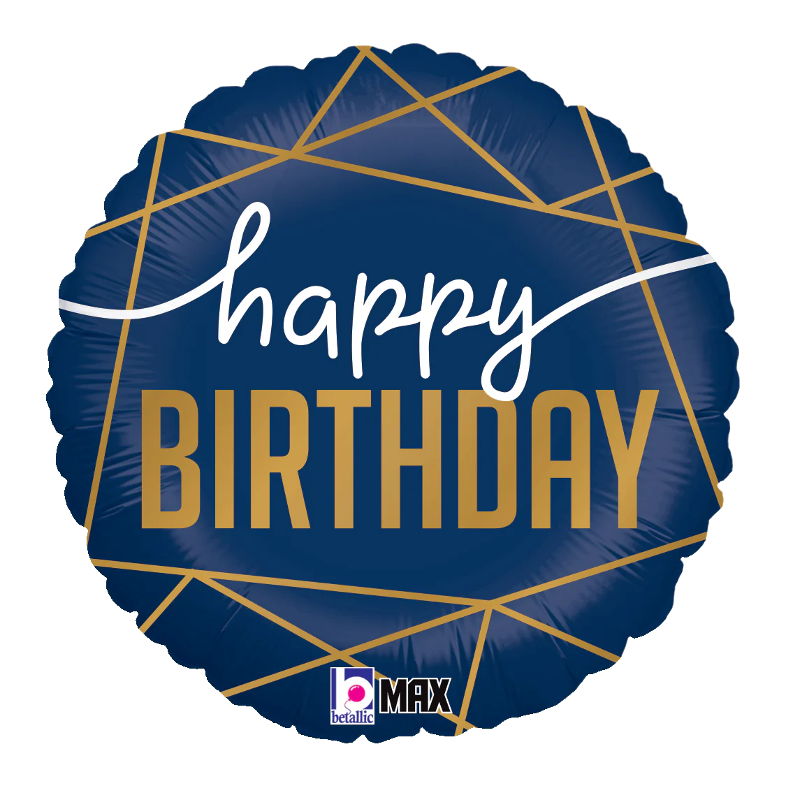 18" NAVY HAPPY BIRTHDAY BALLOON - NO HELIUM