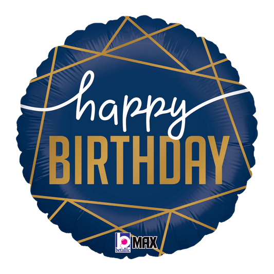 18" NAVY HAPPY BIRTHDAY BALLOON