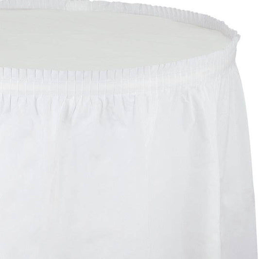 White Plastic Tableskirt 29 inch x 14 ft, 1/Pkg