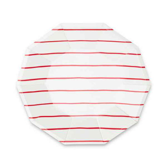 Candy Apple Frenchie Striped Large Plates