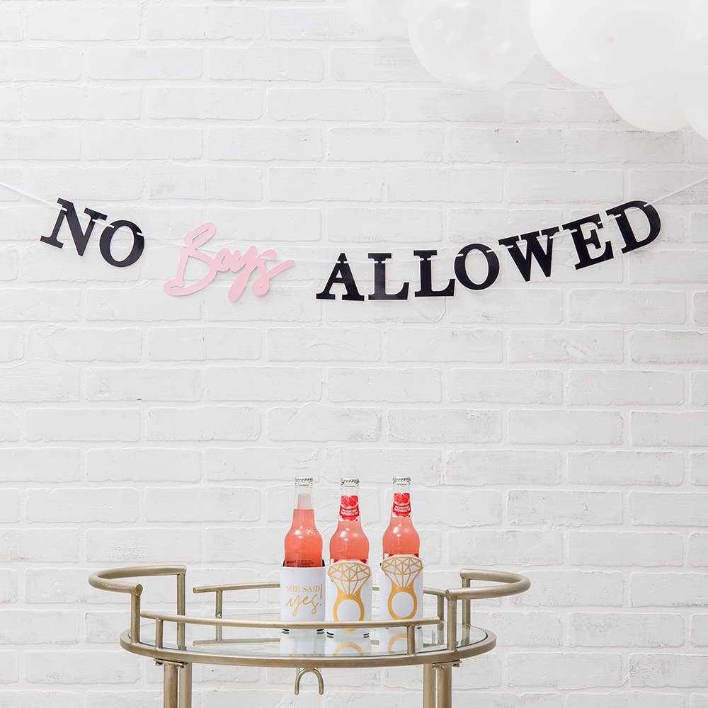 Paper Bachelorette Party Banner - No Boys Allowed