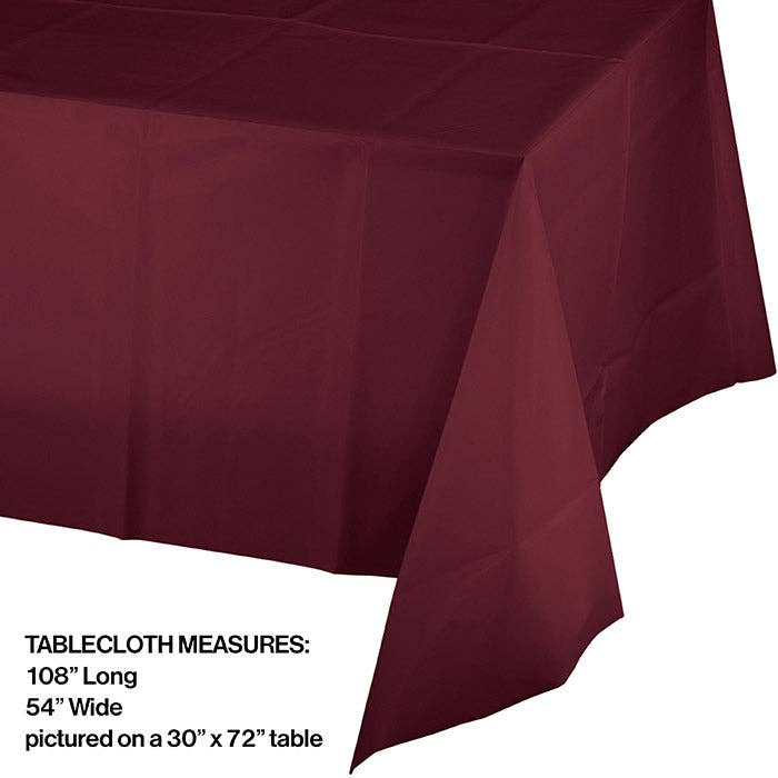 Burgundy Plastic Table Covers, 1/Pkg