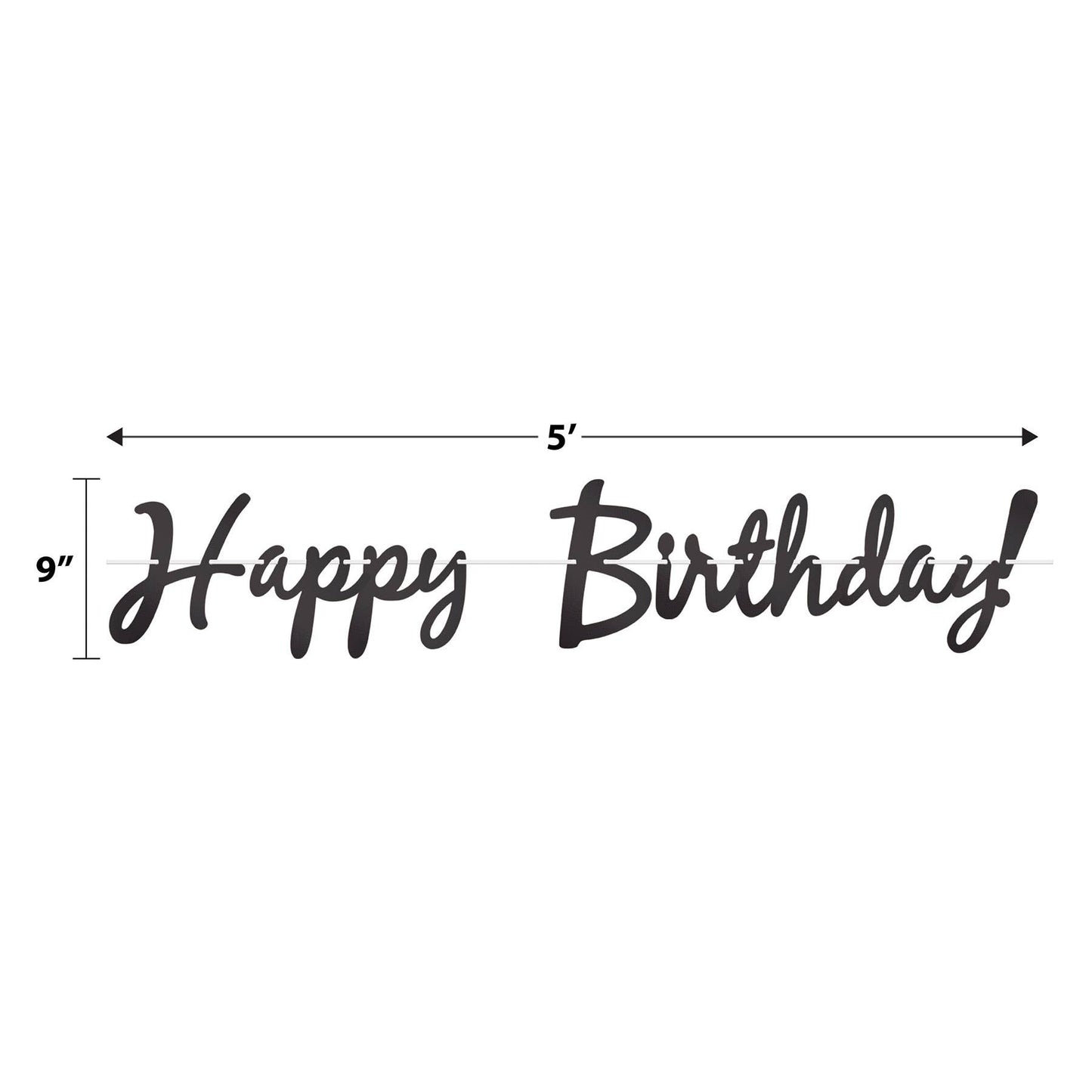Black Foil Happy Birthday! Streamer, 9" x 5'