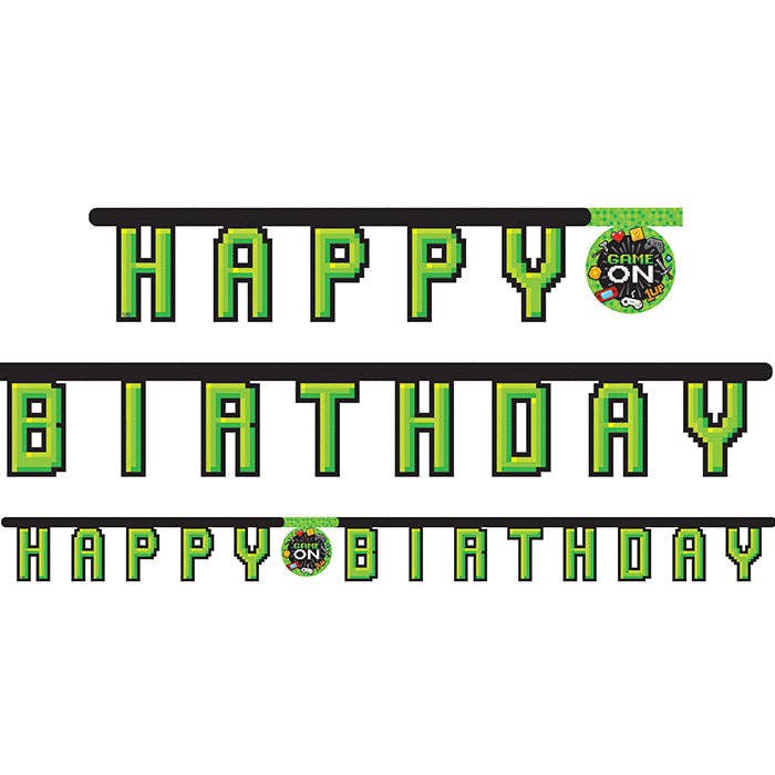 Video Games Party Happy Birthday Banners, 1/Pkg