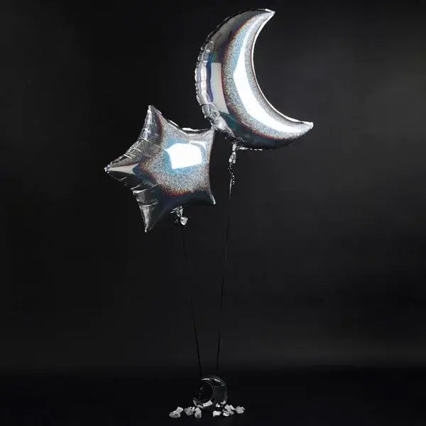 Moon 28" & Star 24" Foil Balloons 2 Pack NO HELIUM