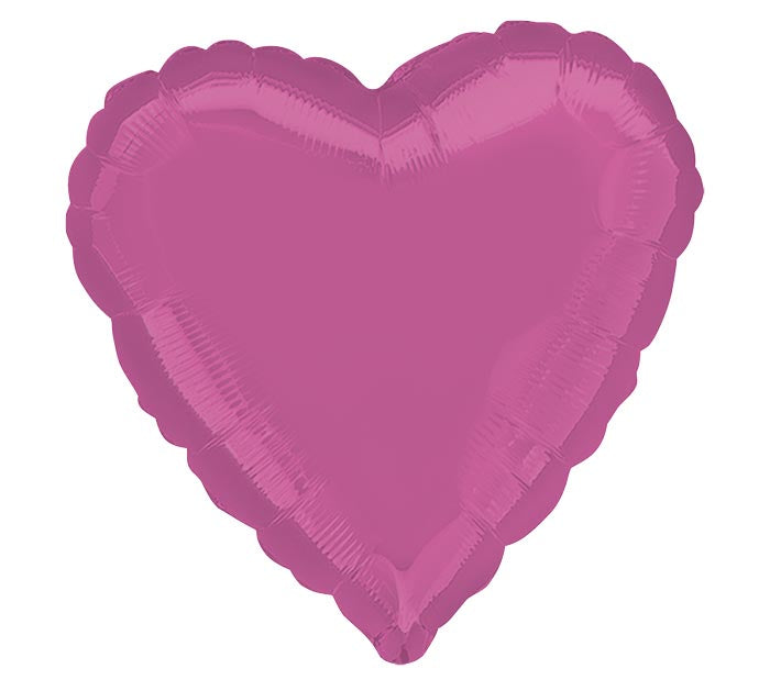 Dark Pink Bubble Gum Heart Metallic WITHOUT HELIUM