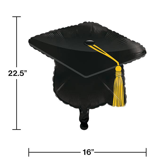Black Graduation Cap Mylar Balloons, 1/Pkg NO HELIUM