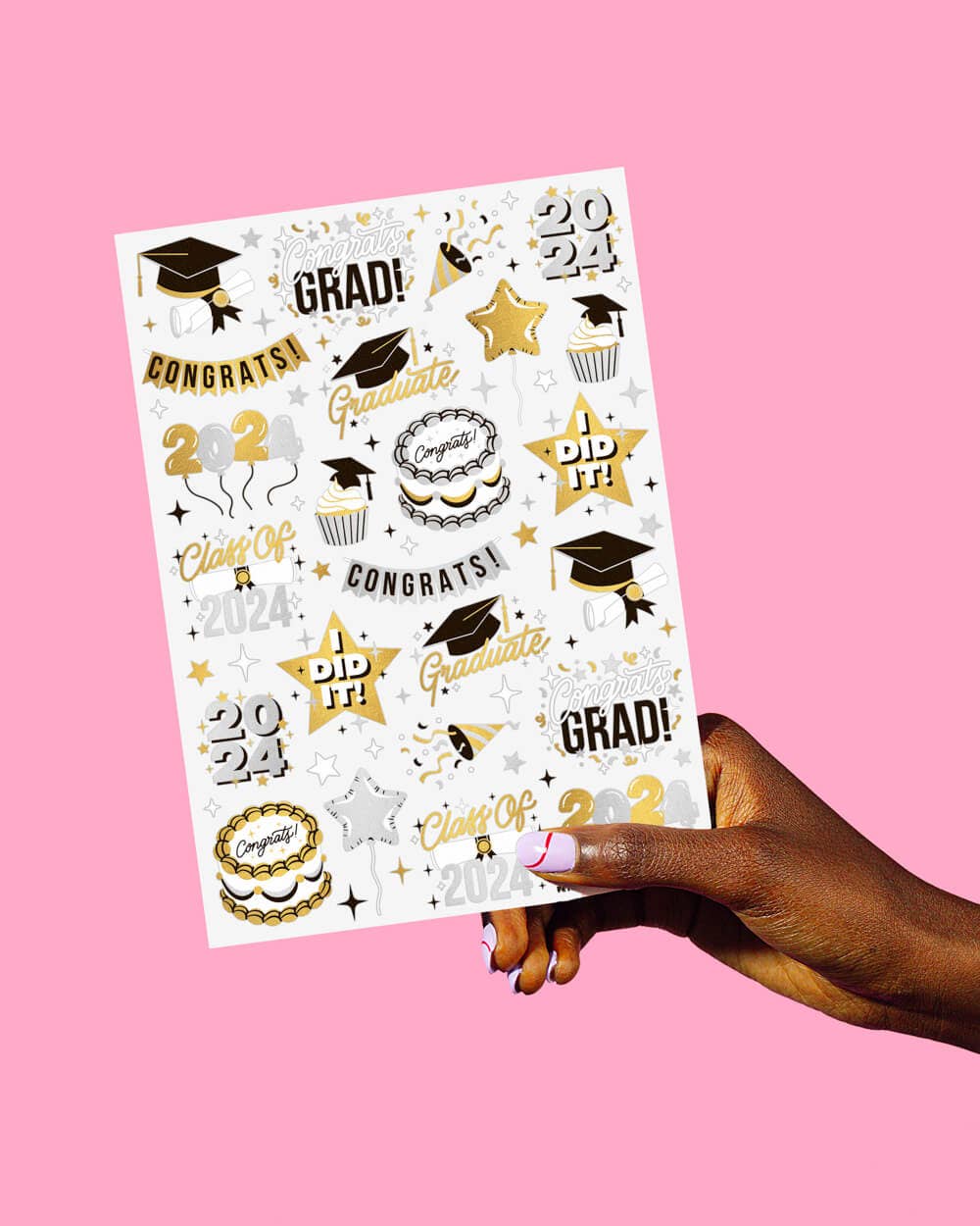 Class of '24 Tats - 48 foil temporary tattoos