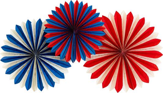 SSP1002 - Red White and Blue Tissue Party Fans