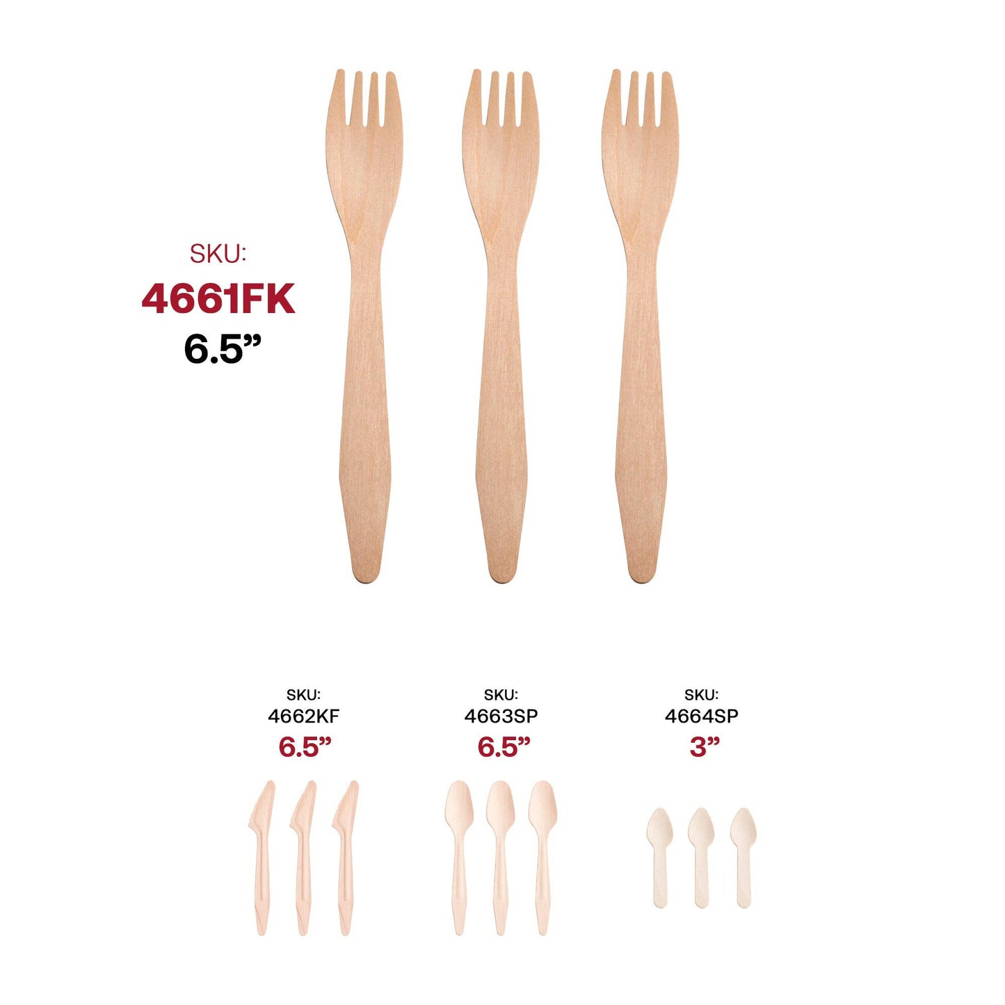 Natural Birch Eco-Friendly Disposable Dinner Forks - 25 pcs
