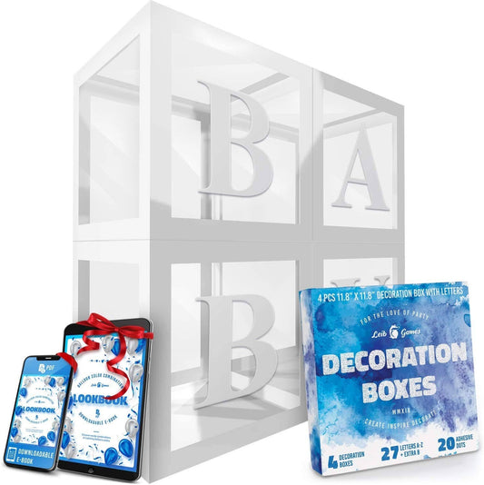 White Transparent Balloon Box 4 Pcs - Baby Shower Decor