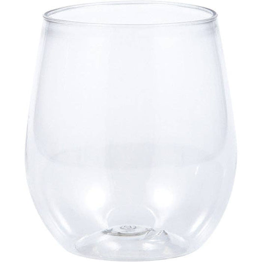 Clear 14 oz Plastic Stemless Wine Glasses, 4/Pkg