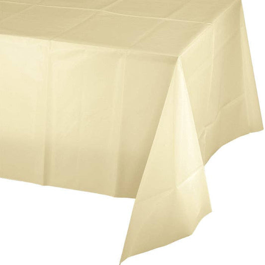 Ivory Plastic Table Covers 54 inch x 108 inch, 1/Pkg