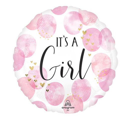 17" PKG BABY GIRL WATERCOLOR BALLOON