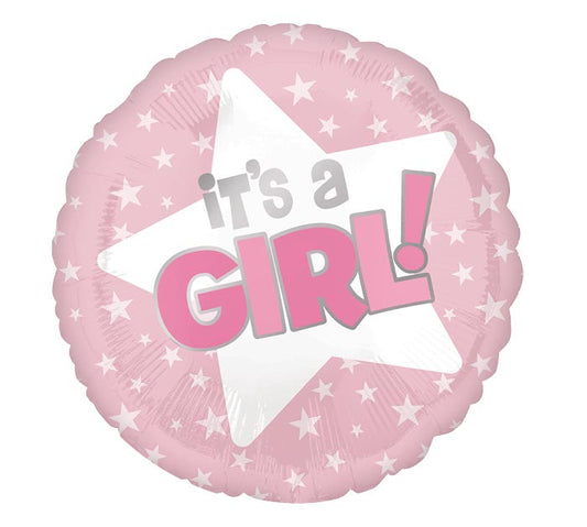 18" PKG IT'S A GIRL STARS BALLOON