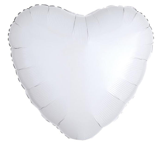 17" METALLIC WHITE HEART SHAPE