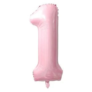 34" Baby Pink Number 1 Balloon NO HELIUM
