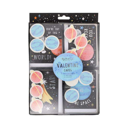 PLKC163 - Space Valentine's Cards and Eraser Set (12 each)