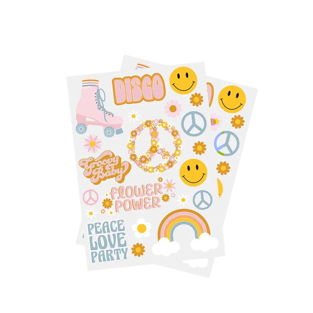 Peace Love Party Temporary Tattoos 2 Pack