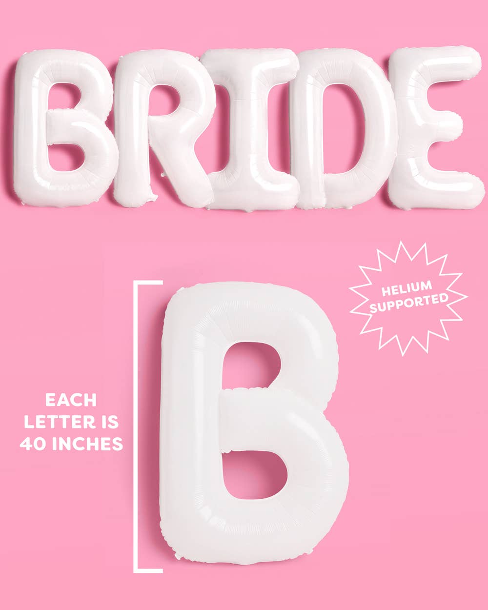 White Jumbo BRIDE Balloons 40 Inch (without helium)