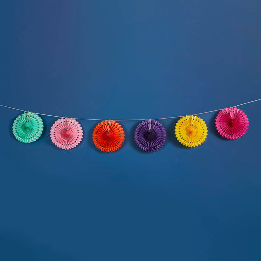 Bright Coloured Paper Fan Garland 2m