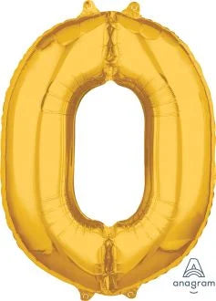 26" Gold Number 0 Balloon NO HELIUM