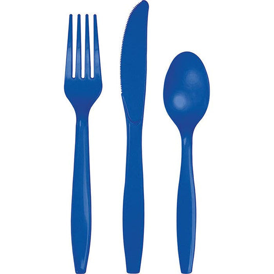 Cobalt Blue Value Friendly Assorted Plastic Cutlery, 18/Pkg
