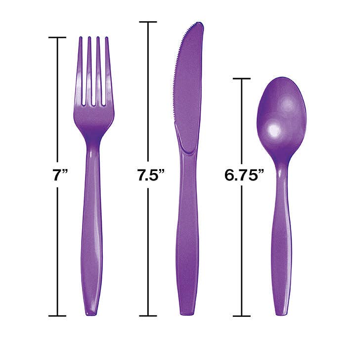 Amethyst Purple Assorted Plastic Cutlery, 24/Pkg