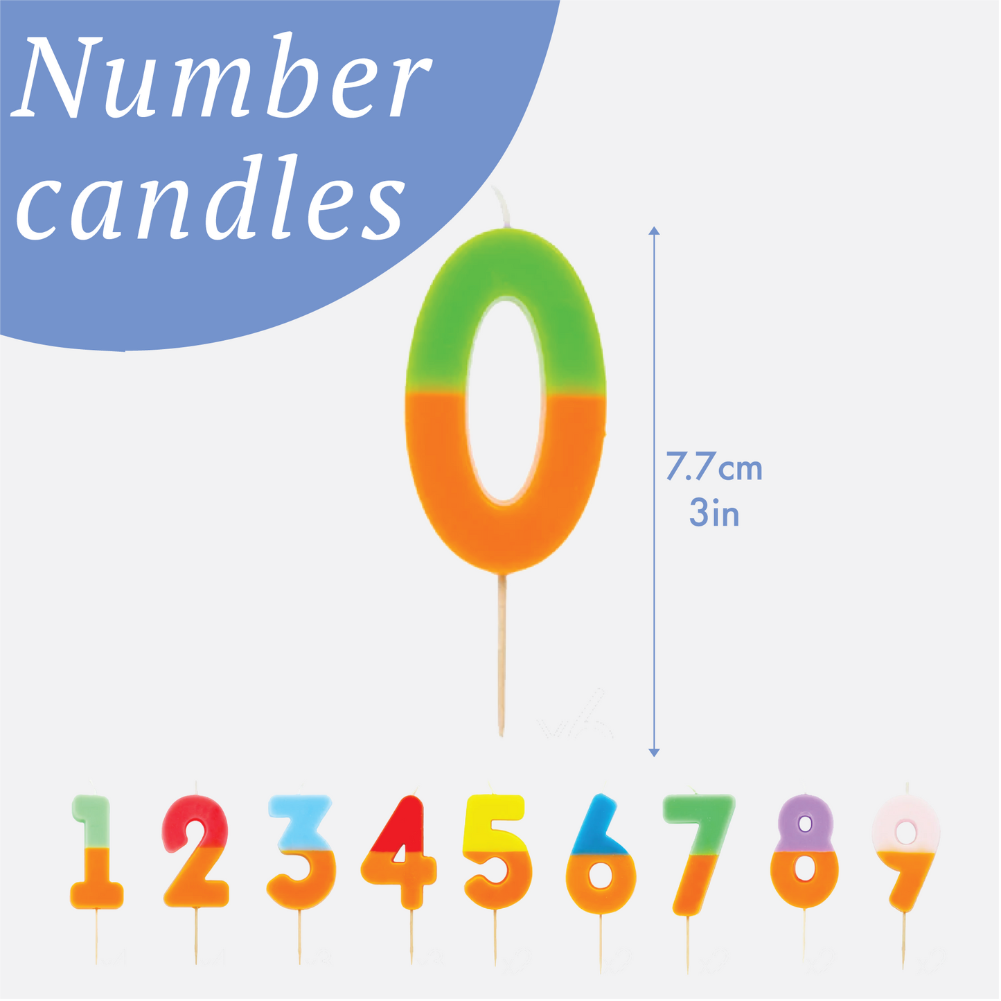 2 Tone Ombre Orange Birthday Number Candles | 0-9 | Single |