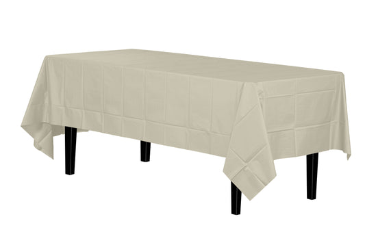 Ivory Disposable Plastic Tablecloth - 54 in. x 108 in.