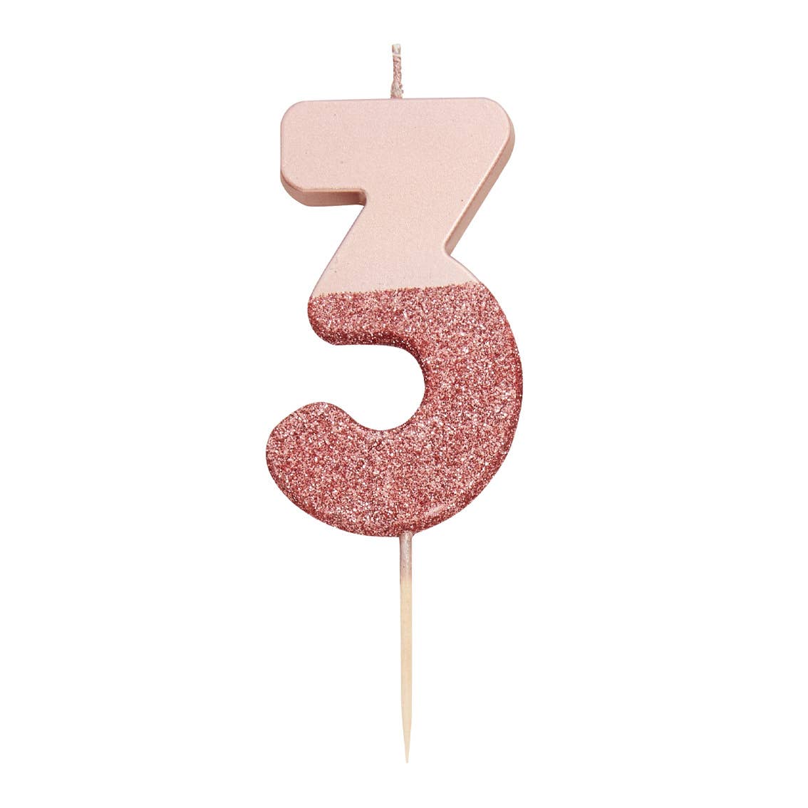 Rose Gold Glitter Birthday Number Candles | 0-9 | Single |