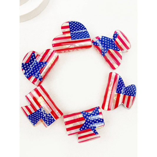 Mini 4th of July Hair Claw Clips