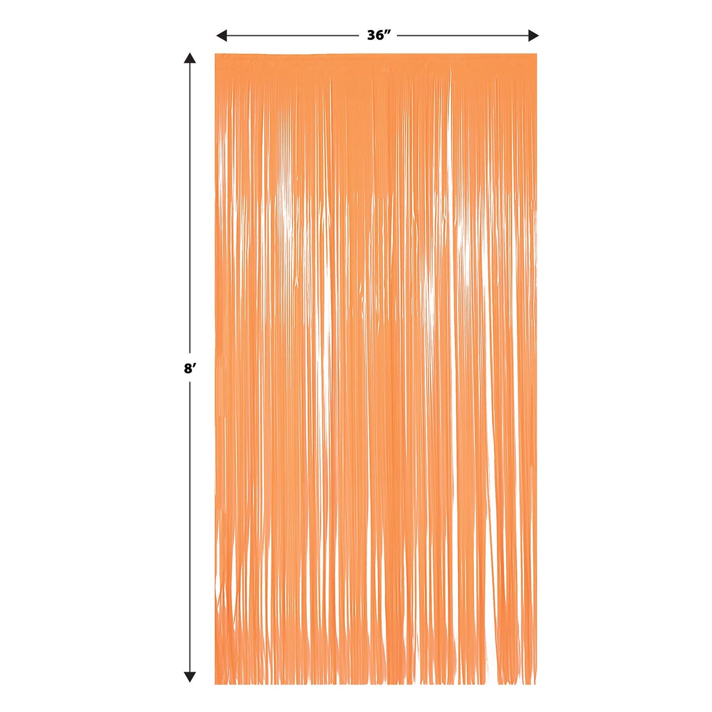 1-Ply Plastic Fringe Neon Orange Curtain, 8' x 3'