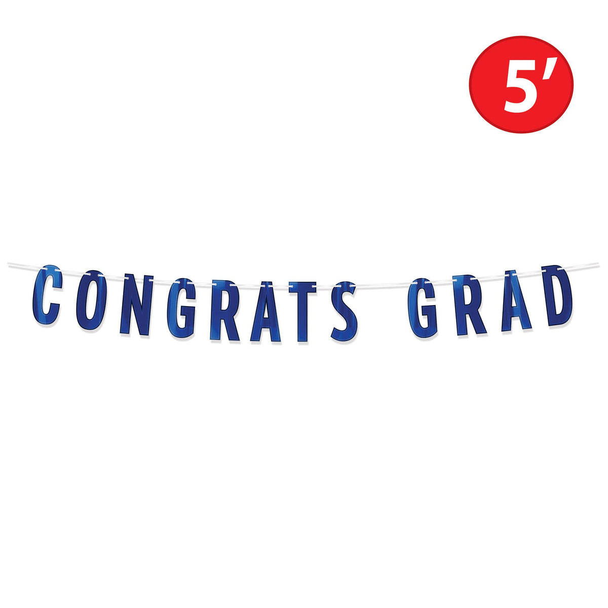 Blue Foil "Congrats Grad" Streamer, 6¾" x 5'