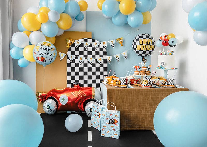 Racing Happy Birthday Round Foil Balloon 18 in. - PartyDeco USA
