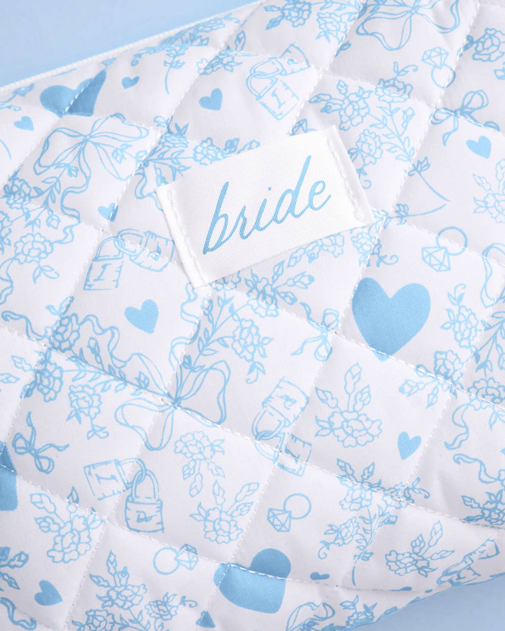Quilted Cosmetic Bag - Bridal, Bachelorette, Something Blue