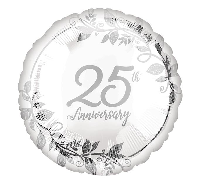 17"PKG 25TH ANNIVERSARY SILVER LEAVES NO HELIUM