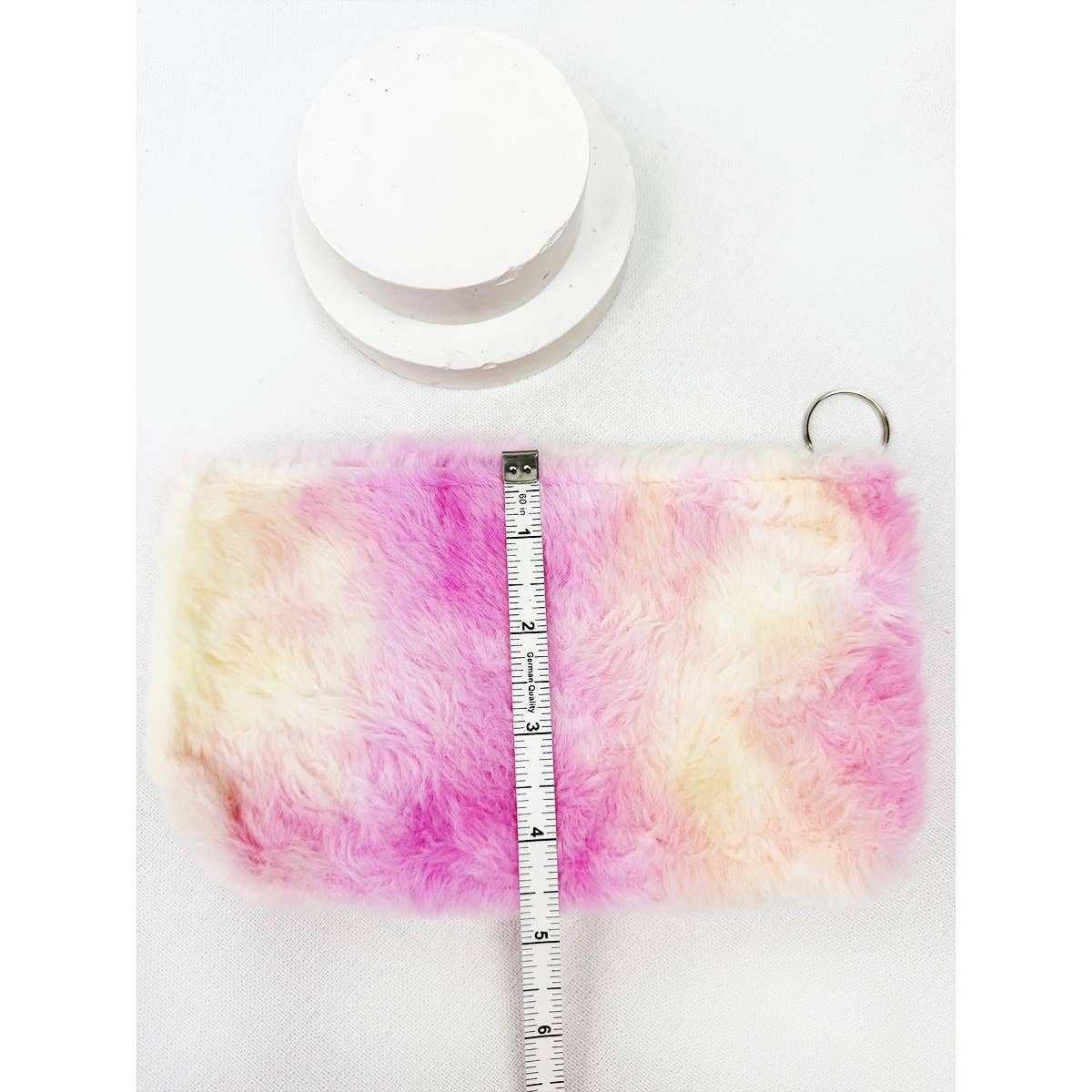 Tie Dyed Faux Fur Coin Purse with Key Ring