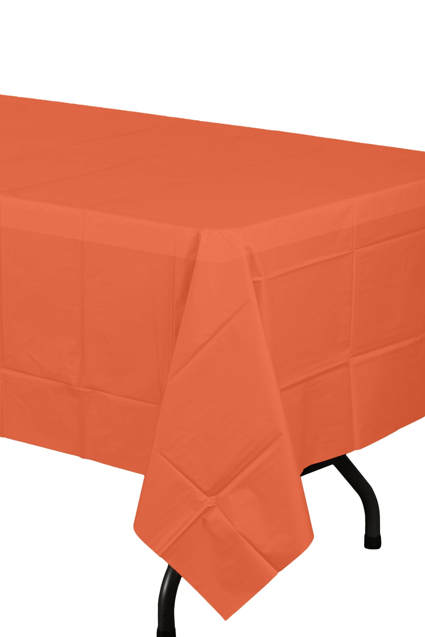 Orange Disposable Plastic Tablecloth - 54 in. x 108 in.