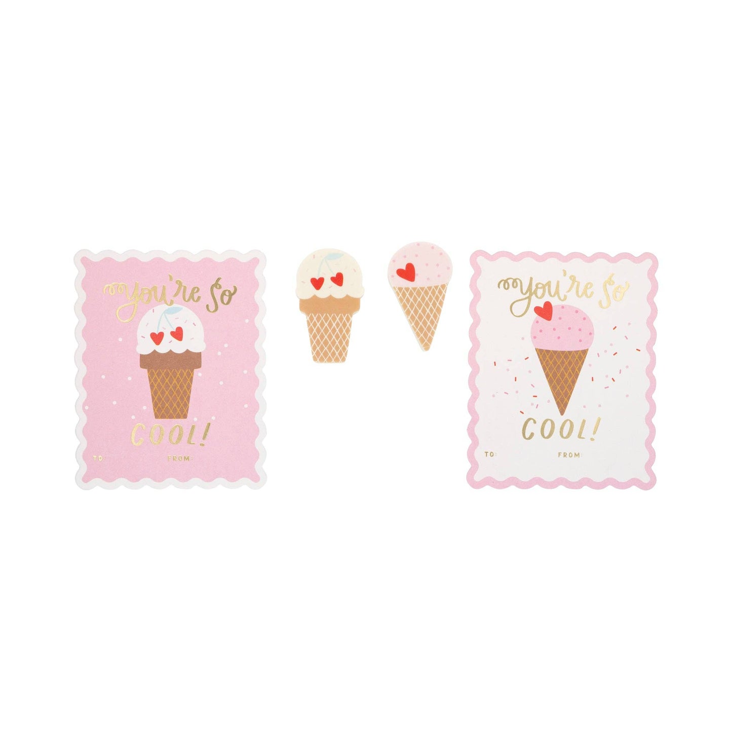 PLKC155 - Ice Cream Valentine's Cards and Eraser Set (12 each)