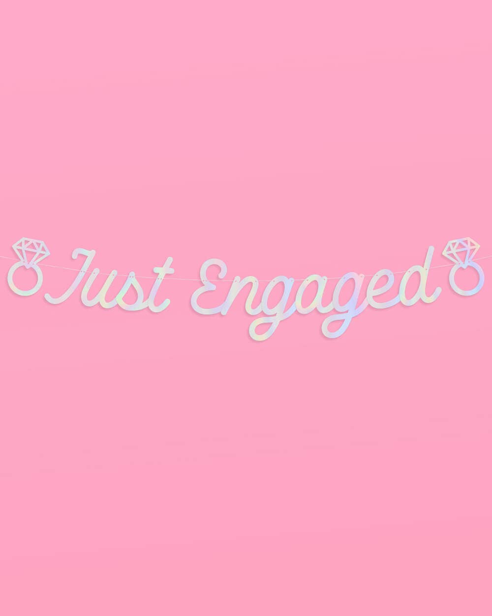 Just Engaged Banner - iridescent foil banner