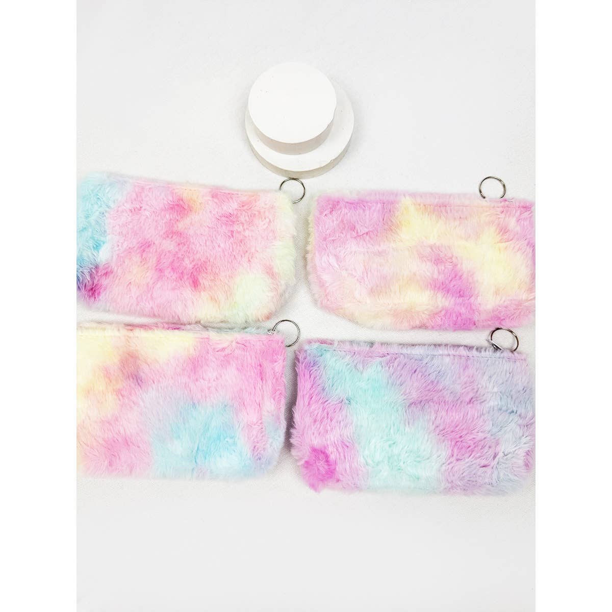 Tie Dyed Faux Fur Coin Purse with Key Ring