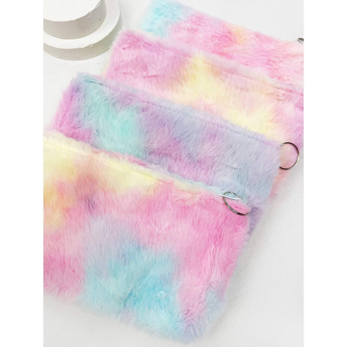 Tie Dyed Faux Fur Coin Purse with Key Ring