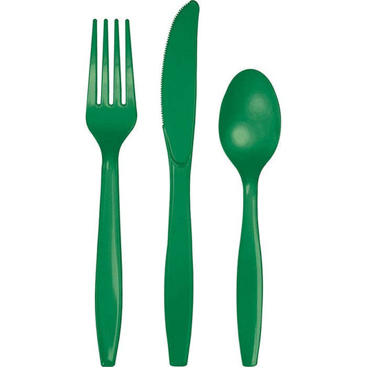 Emerald Green Value Friendly Asstd Plastic Cutlery, 18/Pkg