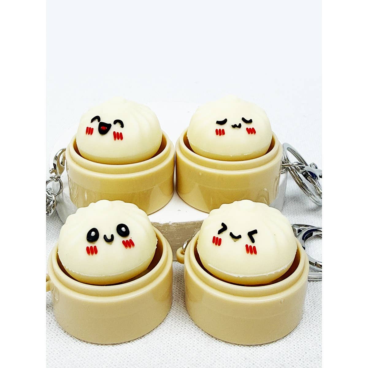 Light Up Cute Dumpling Clicker Keychain