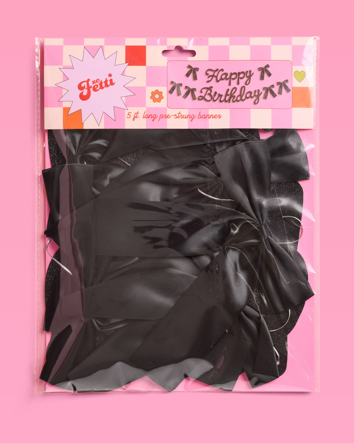 Happy Birthday Black Bow Banner