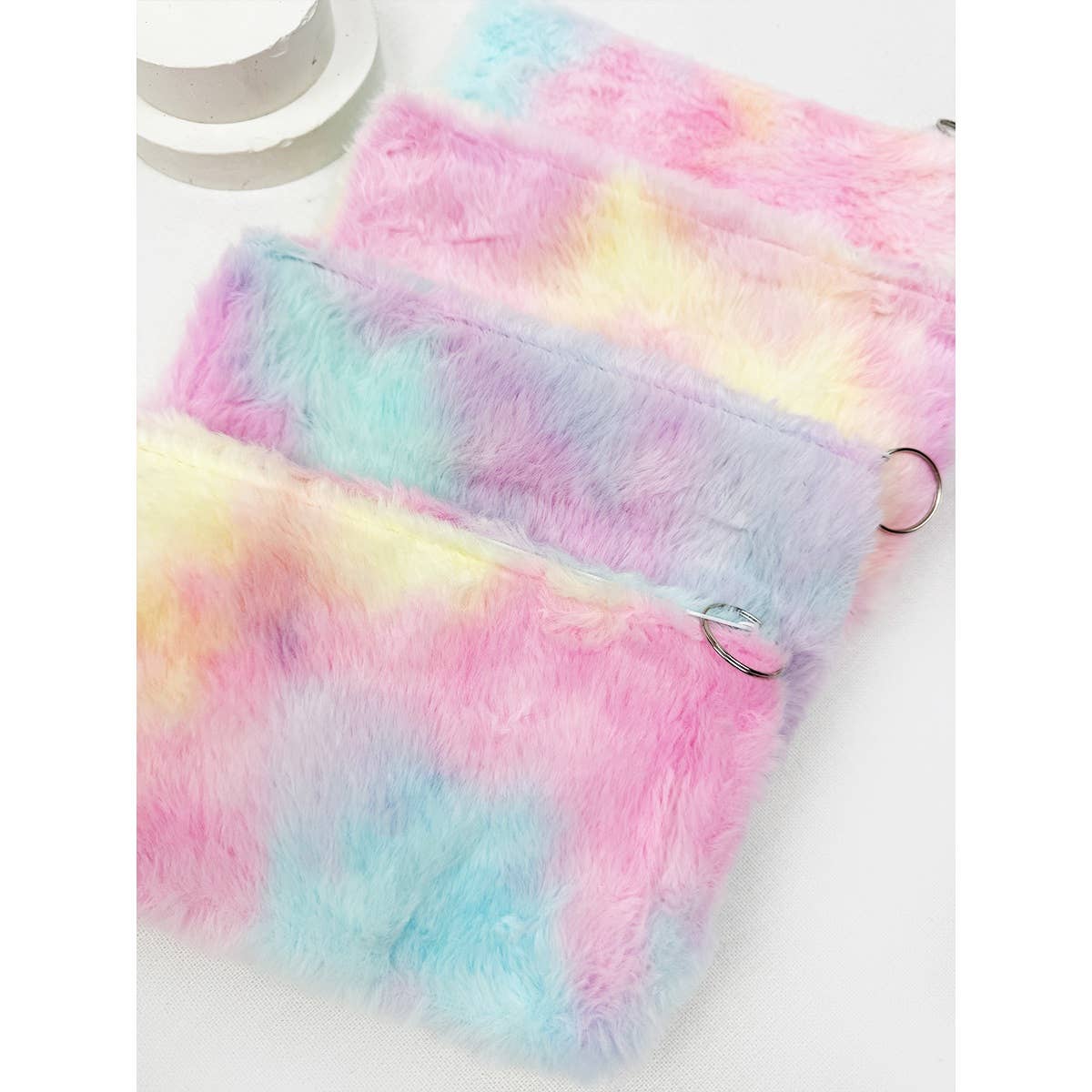 Tie Dyed Faux Fur Coin Purse with Key Ring