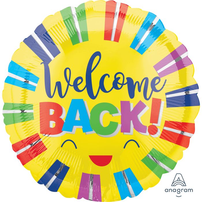 18" Welcome Back Colorful Stripes Balloon