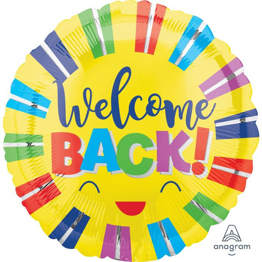 18" Welcome Back Colorful Stripes Balloon