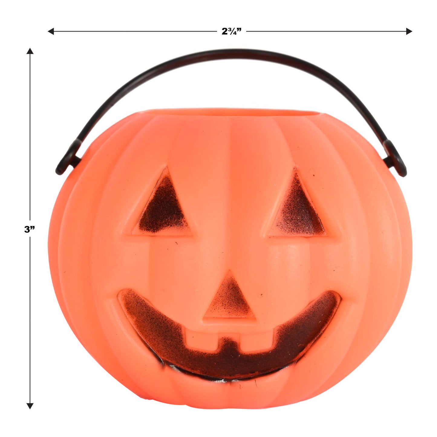 Plastic Miniature Pumpkin 3" x 2¾" Buckets, 6 per pack,
